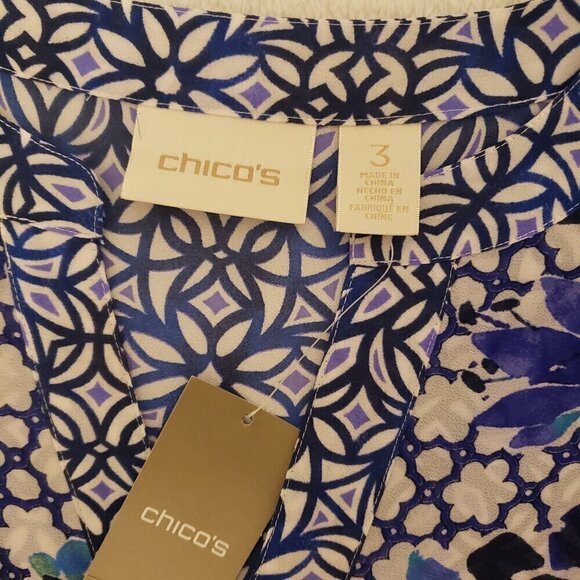 Chico's Floral Fusion Fanci Top SS Woven Pattern, Size 3 (XL) - Picture 6 of 7